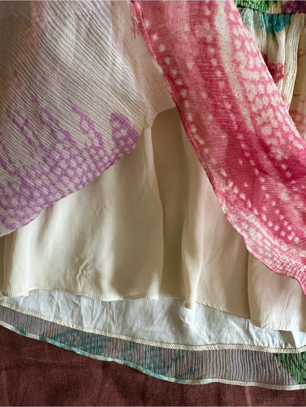 DVF Blouse with Pink and Green Watercolor Print